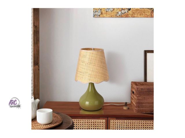 Lot 56-269850 - New Ziqqeelam Green Cute Small Boho Table Lamp for Bedroom Bedside, Green Lamps for Nightstand, Scal...