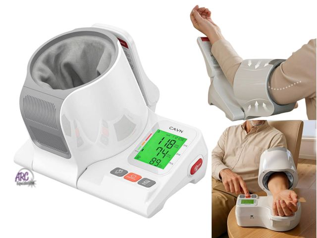 Lot 56-755350 - NEW IN BOX/TESTED CAVN Blood Pressure Monitor, Retail $200 One-Touch Barrel-Type Upper Arm Blood Pre...