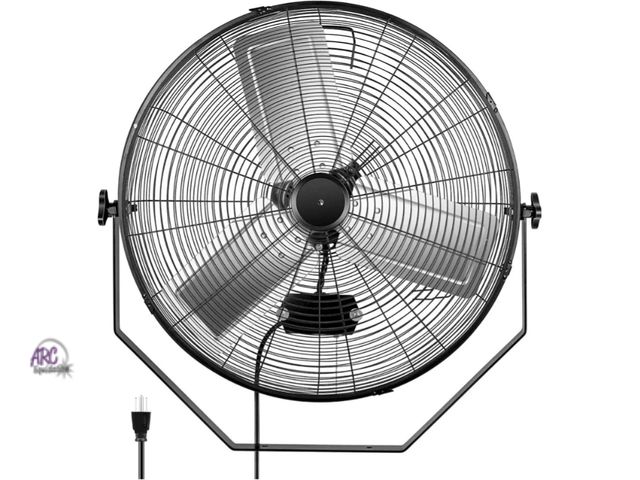 Lot 56-751250 - New tested and works HealSmart 24 Inch Industrial Wall Mount Fan, 3 Speed Commercial Ventilation Met...