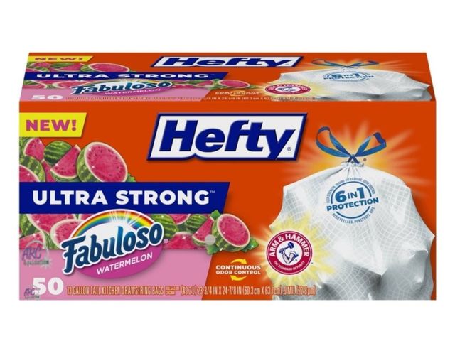 Lot 56-282212 - New - Hefty Ultra Strong Fabuloso Watermelon - 13gal 50count