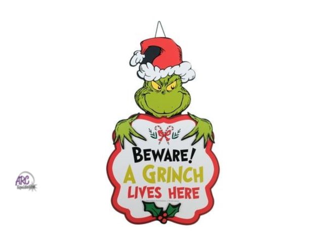 Lot 56-151830 - New “The Grinch” Christmas Hanging Sign (18x10.5”)