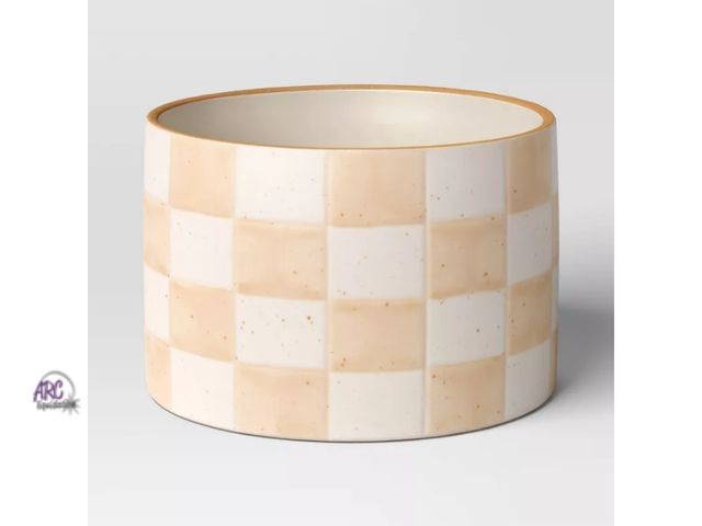 Lot 56-517512 - Checker Stoneware Indoor Outdoor Planter Pot - Threshold 6 in L x 4 in H