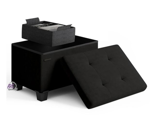 Lot 56-189618 - New STORAGEBUD Storage Ottoman Cube with Small Bin, 16-in Square Ottoman with Storage, Small Foot Re...
