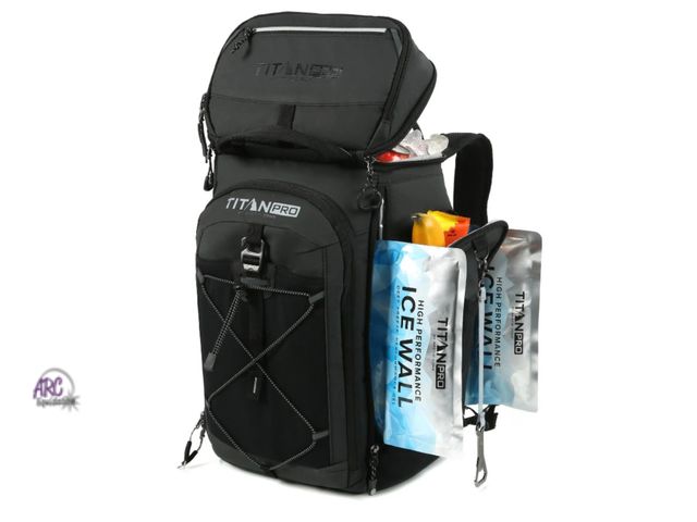 Lot 56-474664 - New - Titan PRO 26-Can Backpack Cooler (2 Ice Walls Included) - Black