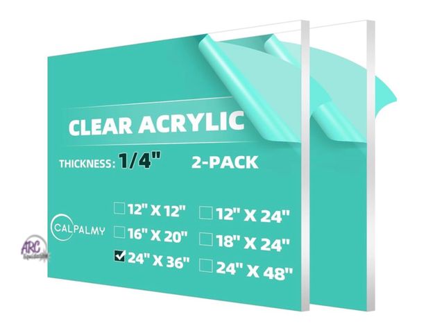 Lot 56-261451 - New CALPALMY (2-Pack) 24 x 36 Clear Acrylic Sheet Plexiglass 1/4” Thick; Use for Craft Projects, Sig...