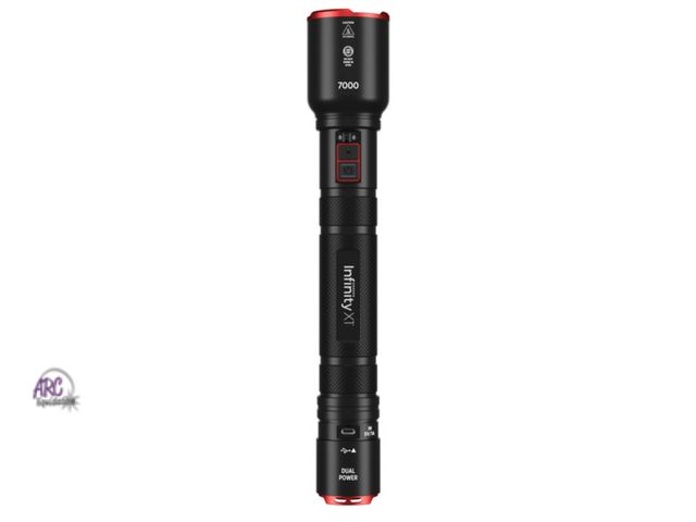 Lot 56-194240 - New Tested &amp; Works Infinity X1 7000L Dual Power Rechargeable Flashlight