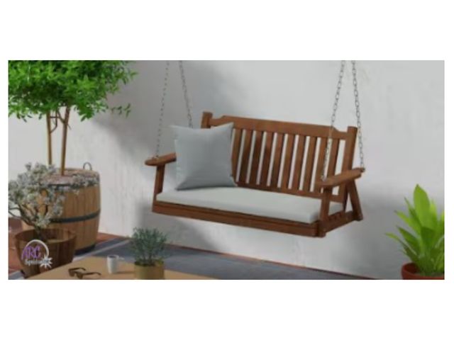 Lot 56-439459 - New in Box -Solid Rectangular Outdoor Swing Bench Cushion with Ties - Canvas Granite Grey (Pillow No...