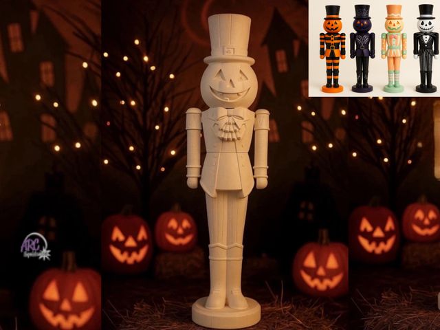 Lot 56-791723 - New in box. DIY Animated Giant Pumpkin Nutcracker 72" All white design features a creepy jack-o'-lan...