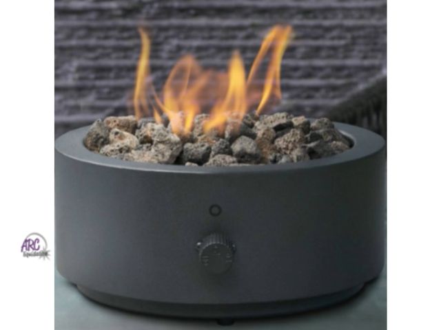Lot 56-287412 - NEW 10" Round Metal Outdoor LP Tabletop Fire Pit Black - Threshold