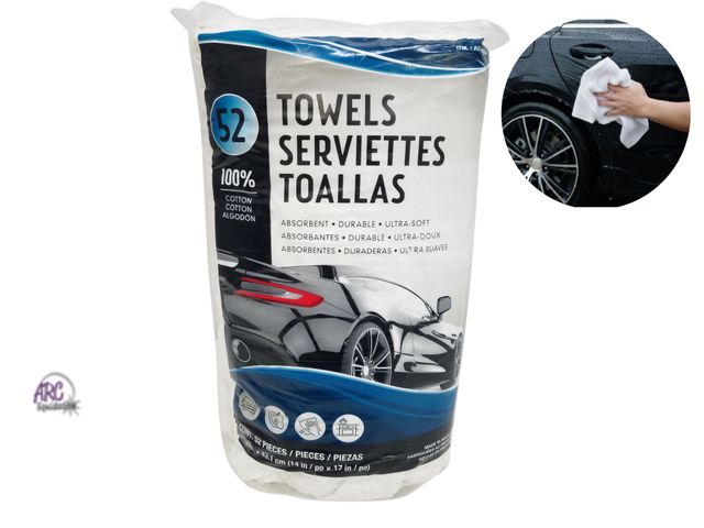 Lot 56-405565 - Open Package - Not Sure of 52 Count - Unitex 100% Cotton Towel, White, 14 in x 17 in