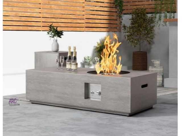 Lot 56-754460 - New in box. 48 in. 50,000 BTU Rectangle Outdoor Propane Gas Fire Pit Table. With LED lights at botto...