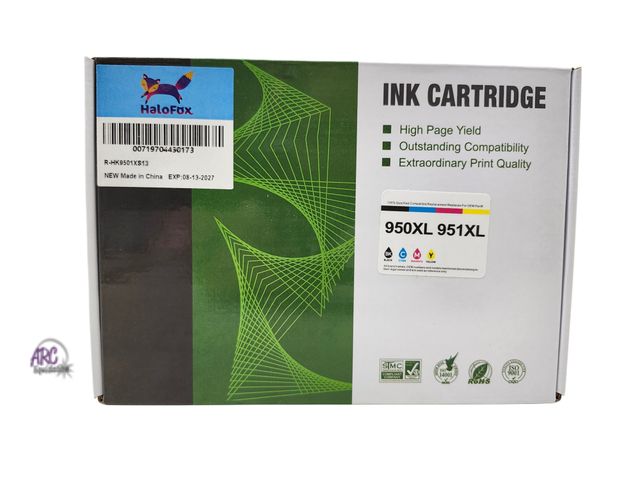 Lot 56-803824 - New - HaloFox Ink Cartridge Pack - 950XL, 951XL - Compatible with most HP Office Jet Pro Printers.