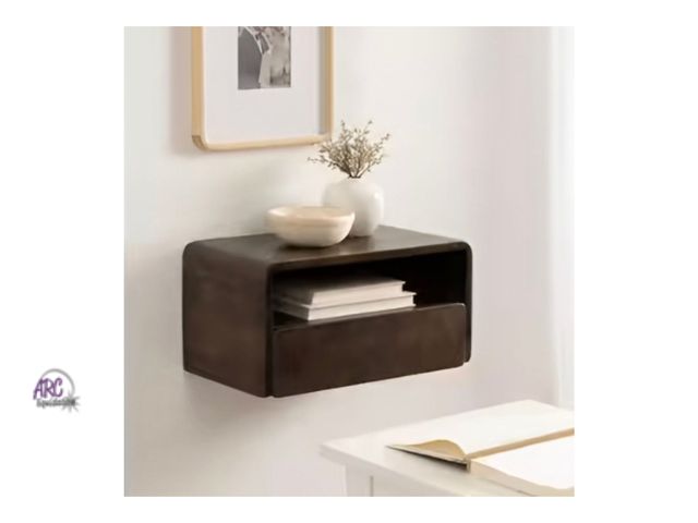Lot 56-421967 - New in Box - Kate and Laurel - Kato 18 in. Dark Brown Rectangle Solid Wood Floating End Table