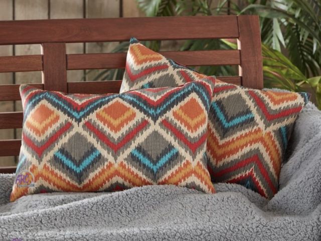 Lot 56-137398 - New Set of 2 Surreal Chevron 19 x 12 in. Outdoor Rectangle Throw Pillow by Greendale Home Fashions