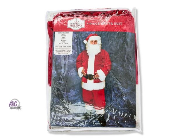 Lot 56-541830 - NEW-7-Piece Santa Suit Costume, for Adults, One Size, by Holiday Time