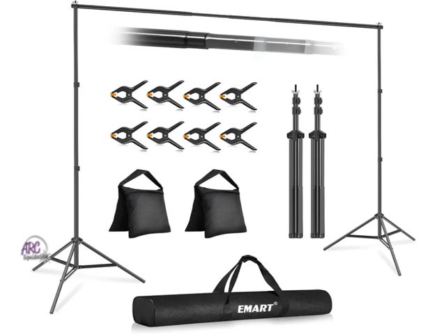 Lot 56-555318 - NEW-EMART Backdrop Stand, 7x10 ft Adjustable Photo Background Pipe and Drape Photography Kit with He...