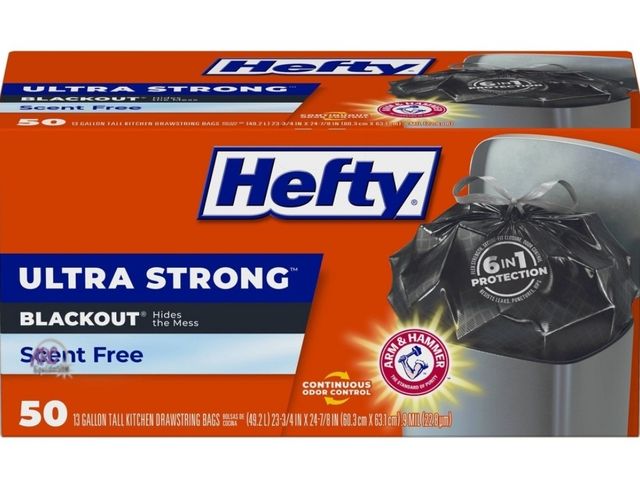 Lot 56-289612 - New - Hefty Ultra Strong Blackout Scent Free Garbage Bags - 13gal 50count