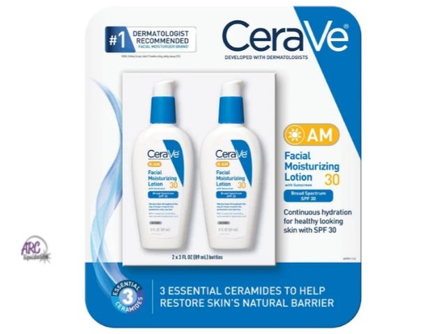 Lot 56-870417 - New,CeraVe AM Moisturizer 30 SPF, 3 fl oz, 2-pack