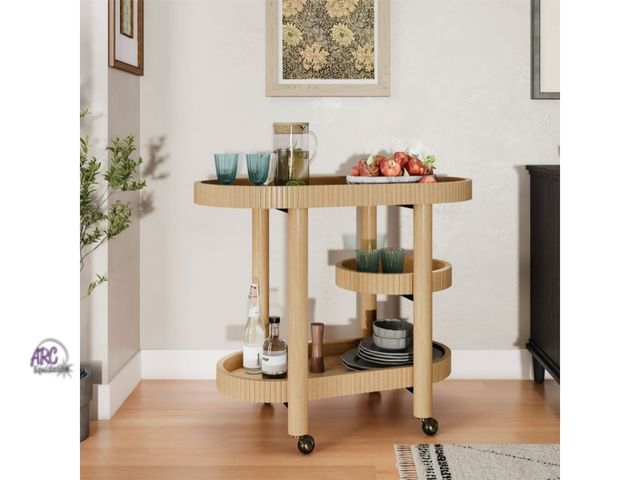 Lot 56-787313 - New in box. Beautiful Drew Bar Cart by Drew Barrymore, Warm Honey