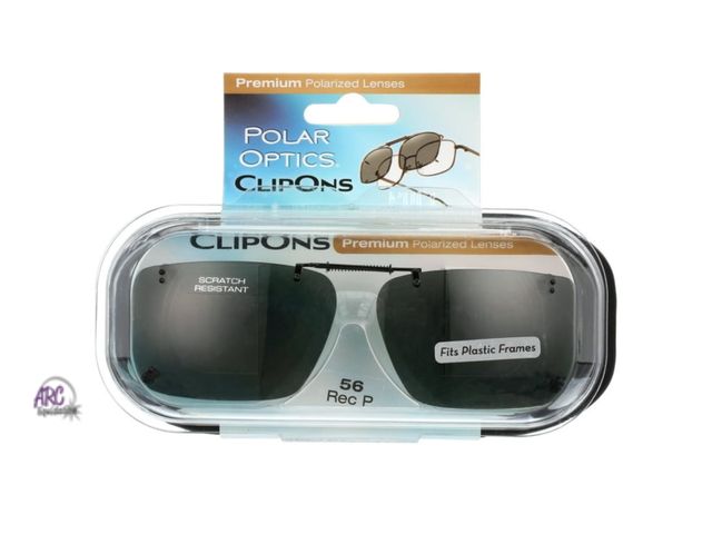 Lot 56-298214 - NEW Polar Optics Unisex REC P 56 Rectangle ClipOns Sunglasses Black