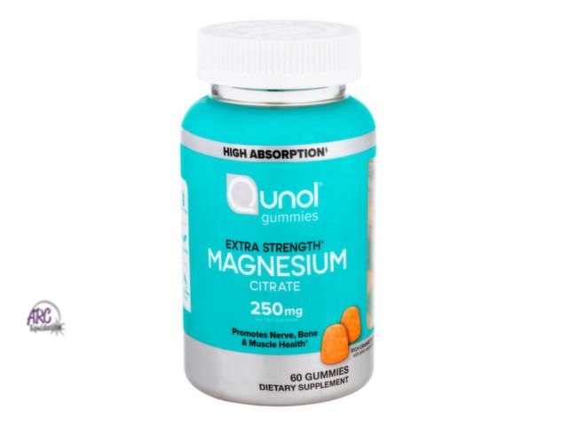 Lot 56-318950 - New, lid cracked,  container sealed Qunol Extra Strength Magnesium Citrate 250mg Gummies Orange Flav...