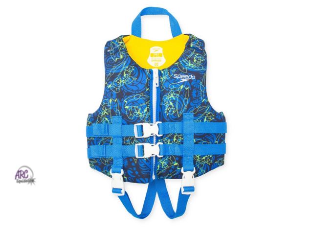 Lot 56-121360 - New Speedo Sunshine Kids Life Jacket Vest - Sunshine Yellow Shaka Tee:
Youth Size, Zipper &amp; Buck...