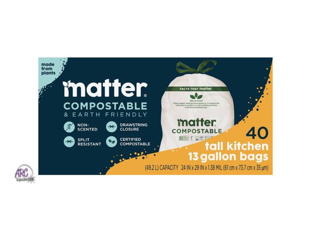 Lot 56-280712 - NEW Matter Compostable Tall Kitchen Trash Bags - 13gal/40ct