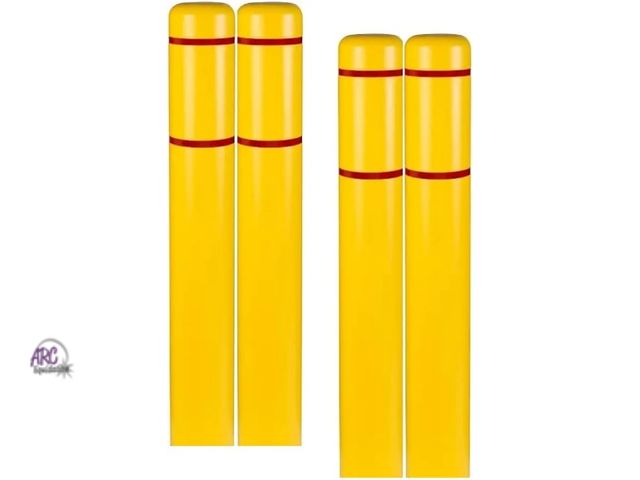 Lot 56-756150 - New in box. Innoplast BollardGard 7" x 52" 4-Pack Bollard Cover (Yellow Red Tape)