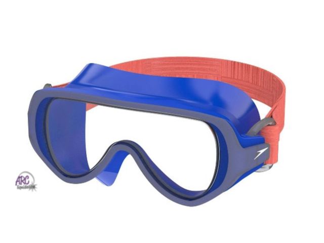 Lot 56-123661 - New Speedo Kids' Swim Mask with Fabric Strap - Blue/Coral: Ages 3-6,