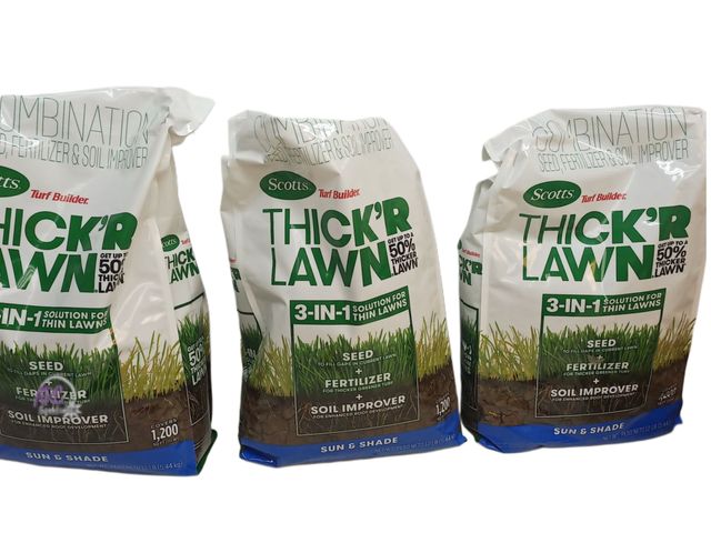 Lot 56-590998 - NEW-LOT OF 3- SCOTTS THICK'R LAWN- FERTILIZER- 12LB PER BAG-36 POUNDS TOTAL