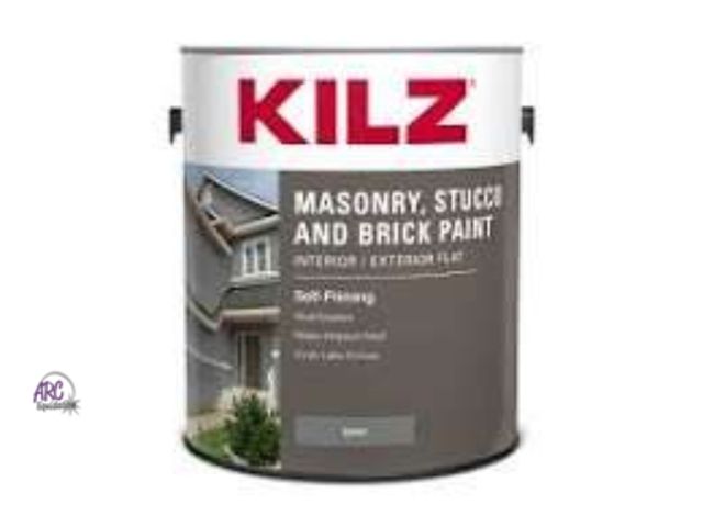 Lot 56-763910 - New KILZ Self-Priming Masonry, Stucco and Brick Paint, Interior/Exterior, Flat, Gray, 1 Gallon
