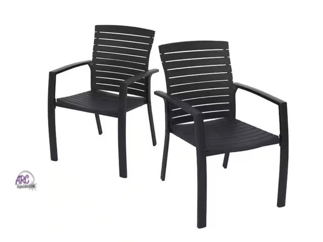 Lot 56-606360 - New Opened Box - Outdoor Aluminum Frame Outdoor Dining Chair with Plastic Seat and Back (Set of 2)
