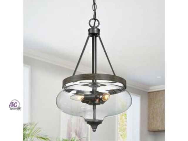 Lot 56-595498 - NEW-LNC HOME Modern Drum-shaped Glass Chandelier / A03693