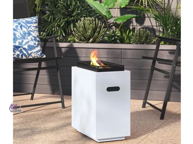 Lot 56-528527 - NEW-Room Essentials 1lb Propane/Liquid Petroleum Gas Rectangular Fire Pit White 19.7 Inches (H) x 10...