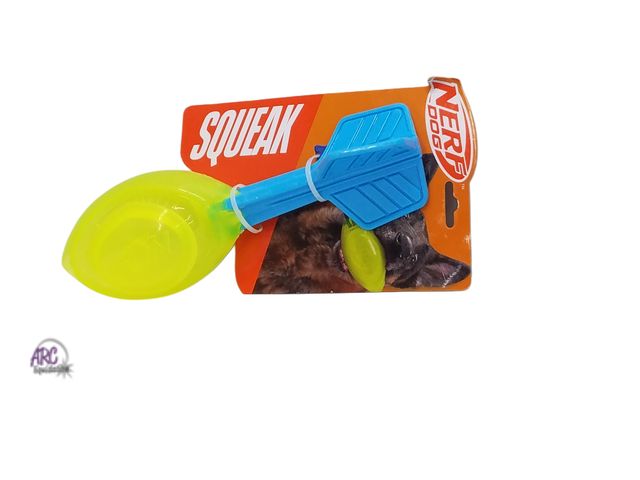 Lot 56-494164 - New - NERF DOG 12" Tough TPR Squeak Vortex Football Interactive Dog Toy - Green/Blue