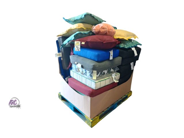 Lot 56-721815 - RESELLER pallet of 39 patio cushions and pillows. Different sizes and colors. (All items are AS-IS)