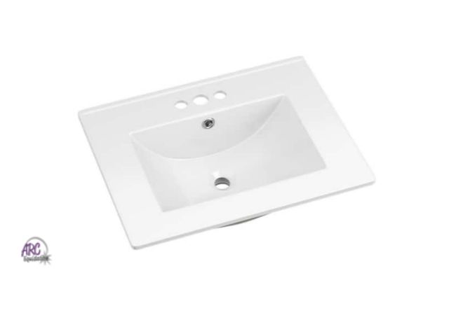Lot 56-768162 - New in box. Retail $92.3-Hole 24 in. W x 18.25 in. D Classic Contemporary Rectangular Ceramic Single...