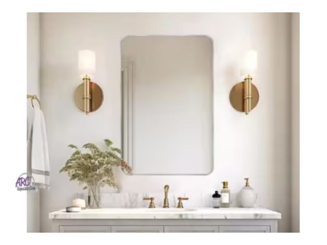 Lot 56-457161 - New in Box - 24 in. W x 36.2 in. H Rectangular Aluminum Frame Square Silver Wall Mirror