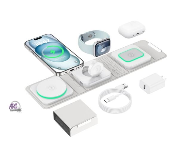 Lot 56-262524 - NEW OPEN BOX Wireless Charger for - 3 in 1 Charging Station for Apple Multiple Devices, Foldable Mag...
