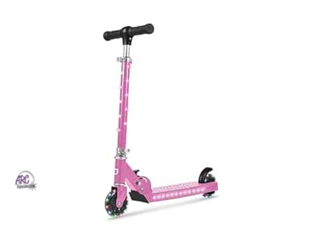 Lot 56-219818 - NEW OPEN BOX (minor crack see photos) Jupiter Kids 2-Wheel Light-Up Kick Scooter, LED Lights on Hand...