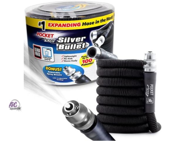 Lot 56-599523 - SLIGHTLY USED-pocket hose silver bullet 100ft garden hose-black
