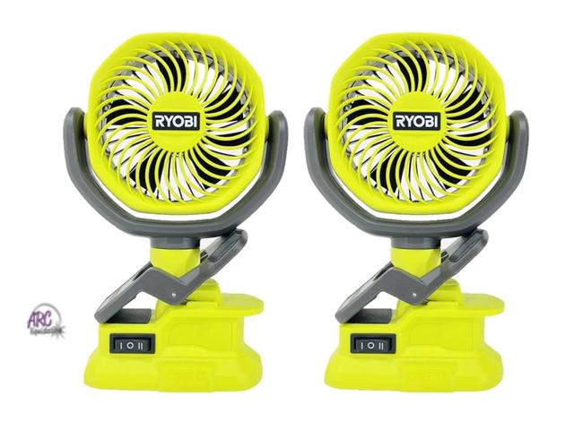 Lot 56-224661 - New Tested In Package - RYOBI ONE+ 18V Cordless 4 in. Clamp Fan TOOLS Only (2-Pack) Battery And Char...