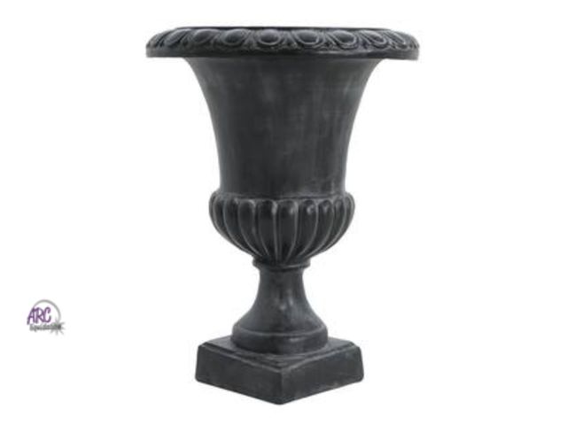 Lot 56-283151 - Olyndra 19 in. W x 25.75 in. H Patio Antique Black Concrete Outdoor Garden Urn Planter, Magnesium Ox...