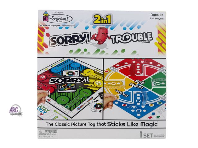 Lot 56-614430 - New - Colorforms 2-in-1 Sorry! &amp; Trouble Game