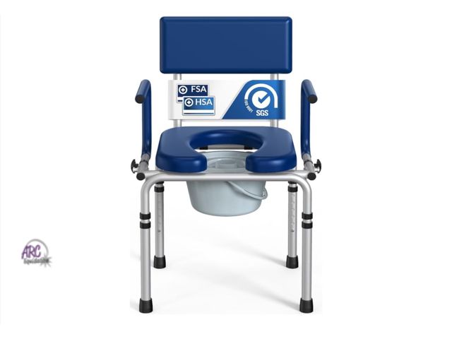 Lot 56-272151 - New in box Drop Arm Bedside Commode, Commode Toilet with Padded Seat and Backrest, 400lbs Capacity, ...