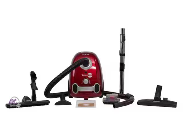 Lot 56-615561 - New Opened Box - Atrix Rebel Red Bagged Corded HEPA Filter Multi-Surface in Red, Canister Vacuum