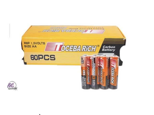 Lot 56-337551 - New 60 pcs Heavy Duty Toceba Rich AA Batteries 12/2028