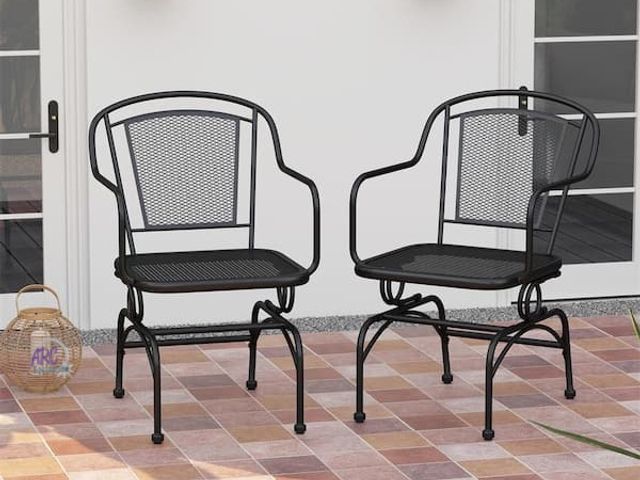 Lot 56-754360 - New in box. Patio Rocking Chairs Set of 2 Cozy Rockers with Metal Mesh Backrest and Seat