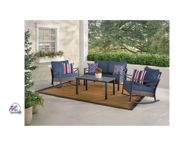 Lot 56-706567 - New in box. Hampton Bay. Retail $399 Mayfield Park 4-Piece Wicker Patio Deep Seating Set With Cushio...
