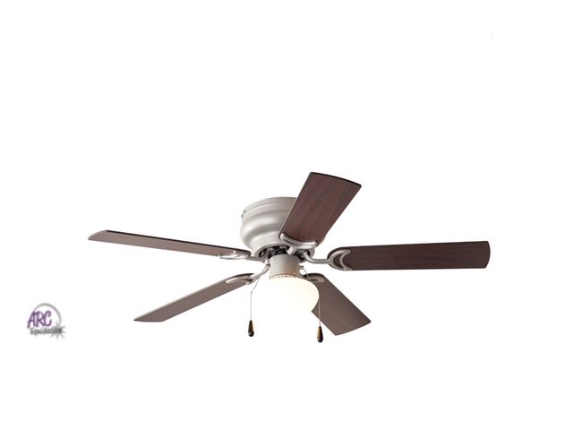 Lot 56-357624 - New, mainstay 44”flush mount ceiling fan, satin nickel finish,